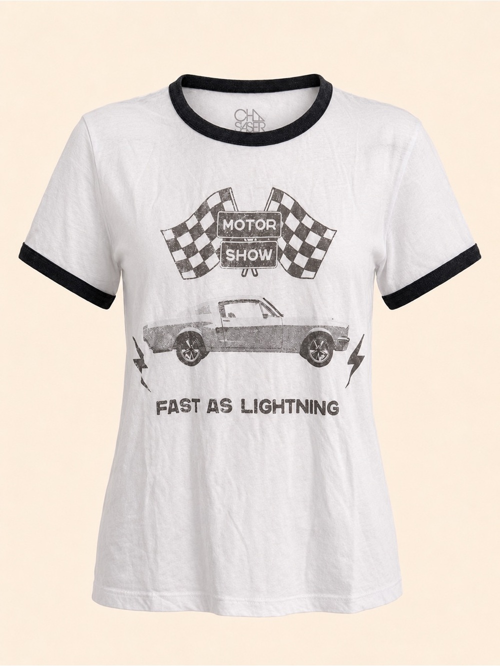 CHASER Lightning Motor Show Ringer Graphic Tee NWT Medium